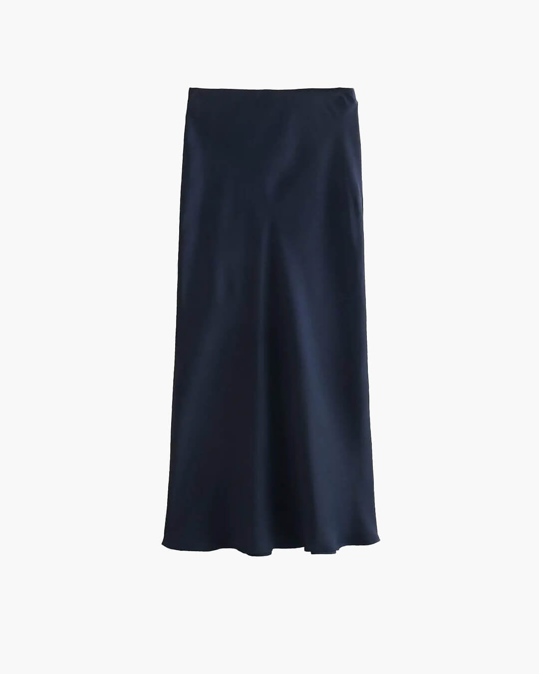 Anais Schwarzer Satin-Midirock mit hoher Taille