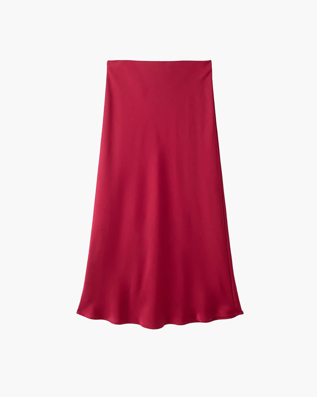 Anais Schwarzer Satin-Midirock mit hoher Taille