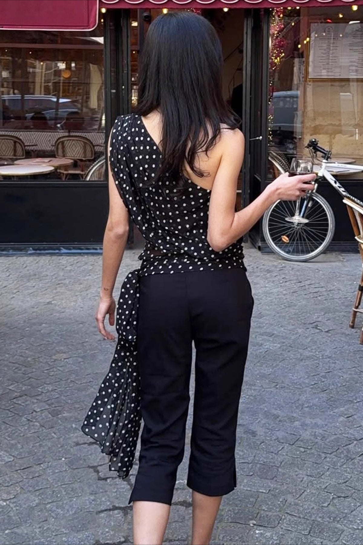 One-Shoulder-Top „Angel“ mit Pünktchenmuster