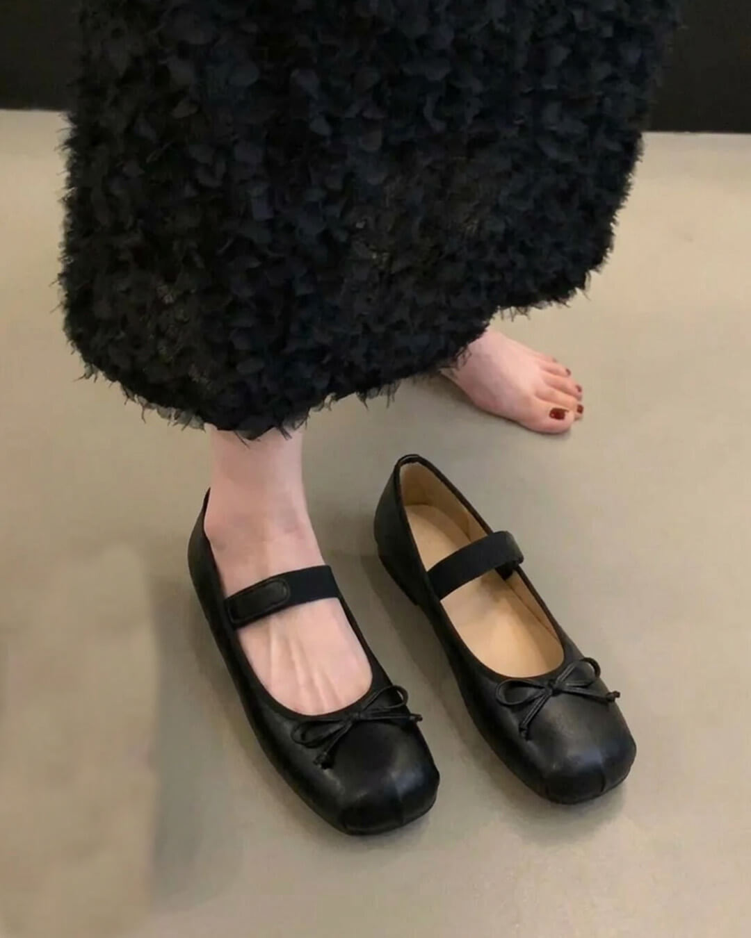 Angela Leder-Ballerinas mit Schleife