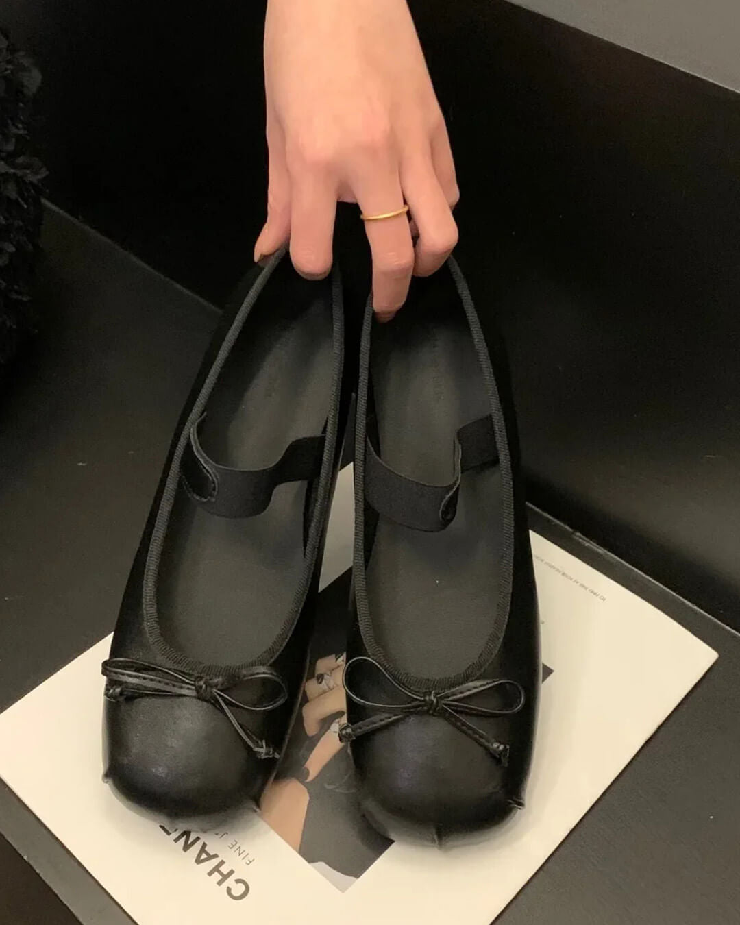 Angela Leder-Ballerinas mit Schleife