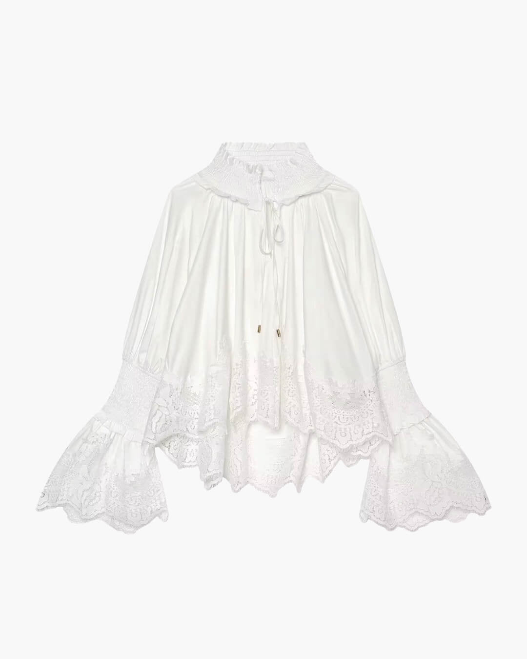 Annie Bluse mit Stickerei und Spitzenbesatz