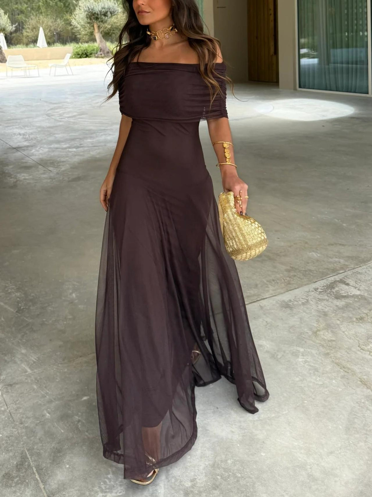Anya Drapiertes Maxikleid