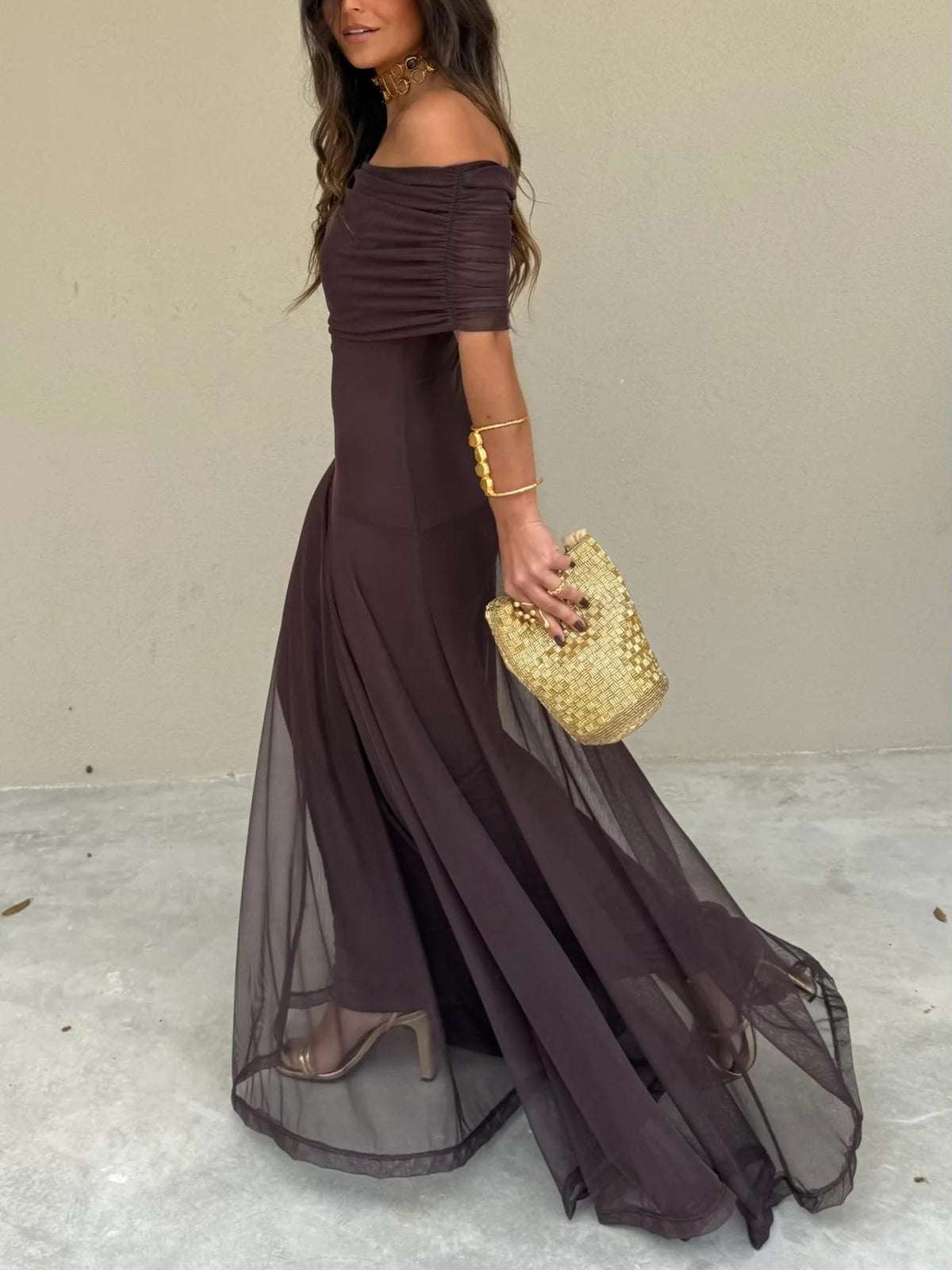 Anya Drapiertes Maxikleid