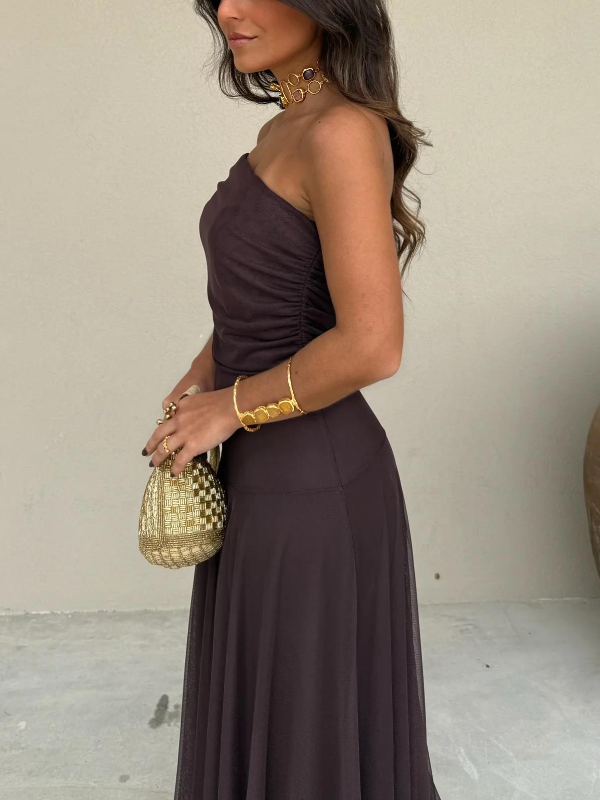 Anya Drapiertes Maxikleid