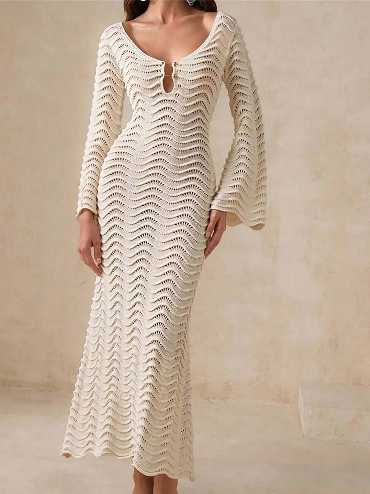 Arabella Strick-Maxikleid mit Schnürung