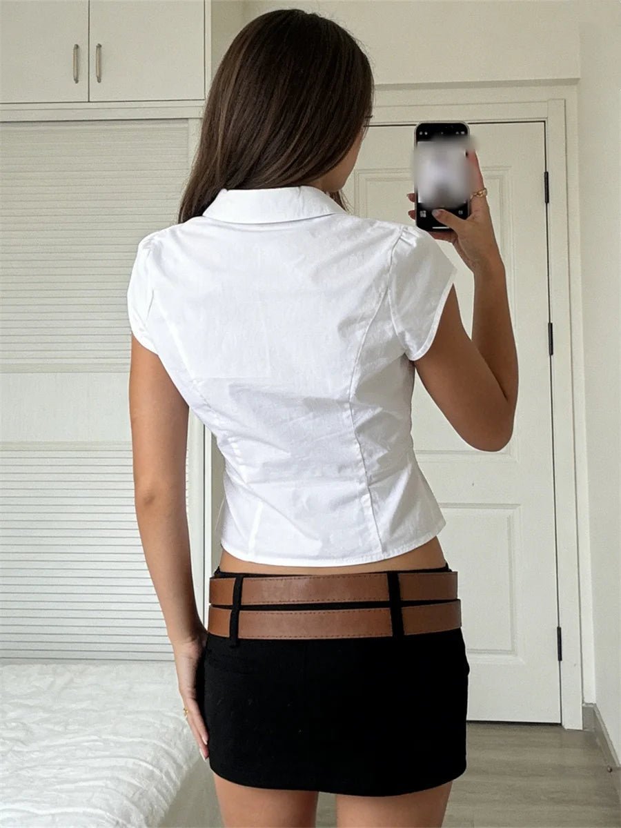 Ariana Cropped-Bluse mit Knopfleiste