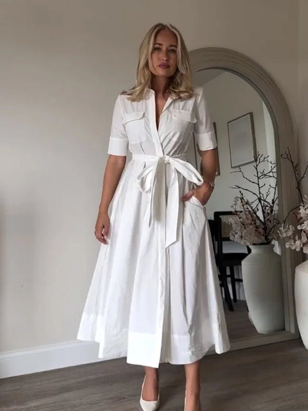 Ariane Hemdblusenkleid in Midi-Länge mit Gürtel