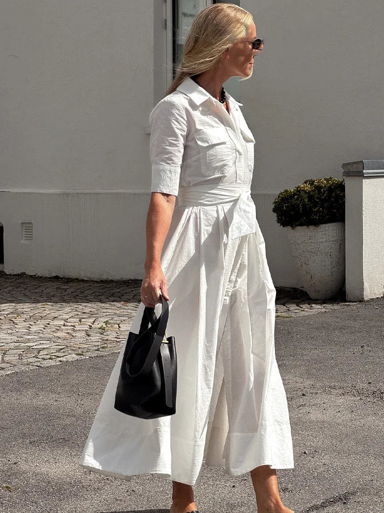 Ariane Hemdblusenkleid in Midi-Länge mit Gürtel
