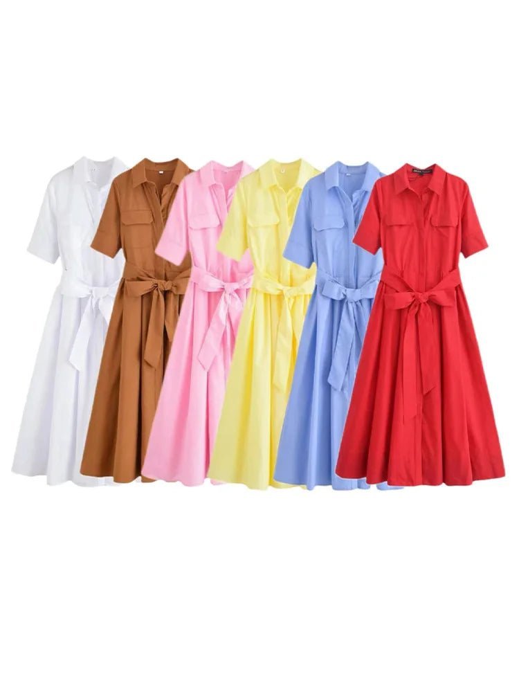 Ariane Hemdblusenkleid in Midi-Länge mit Gürtel