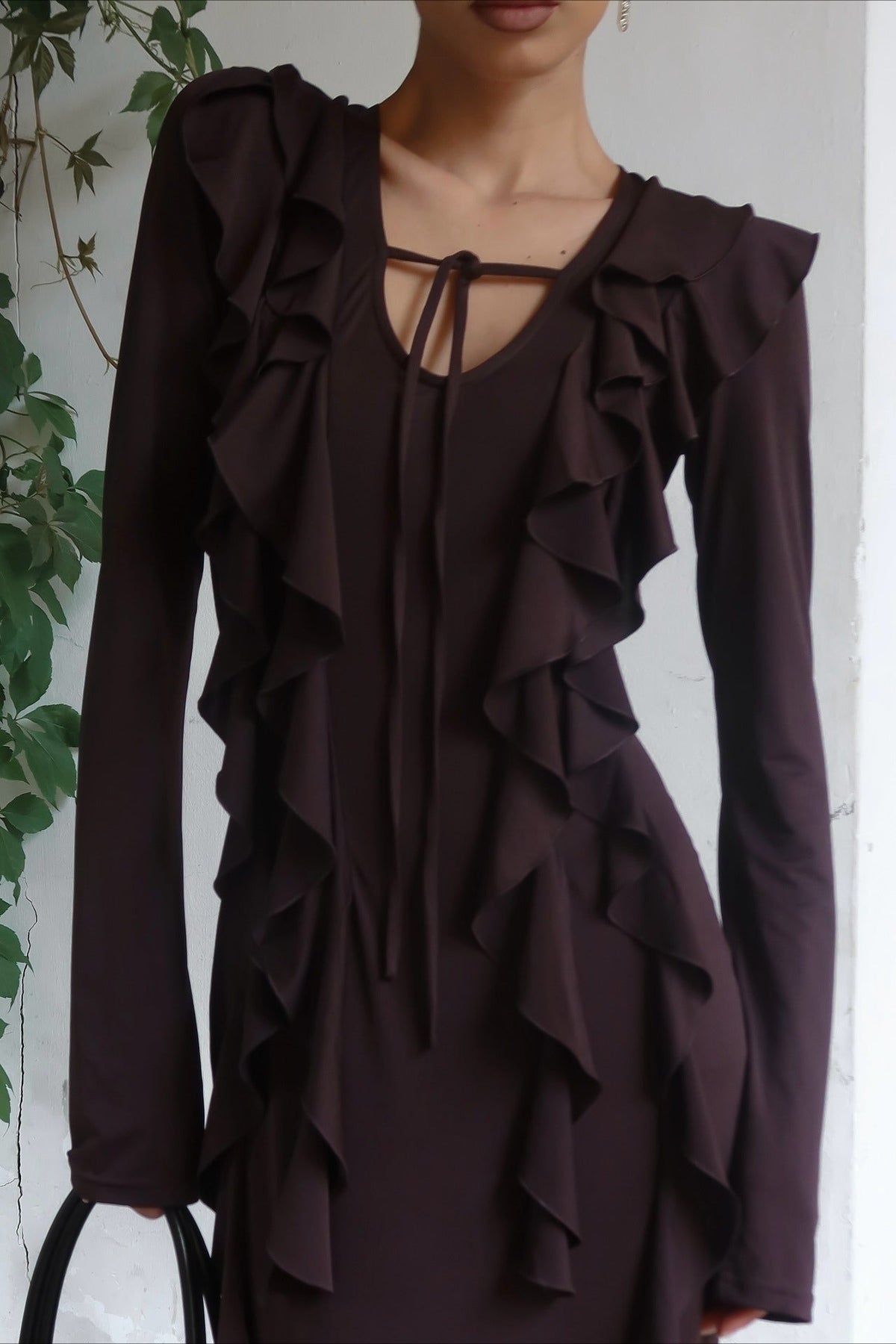 Arielle Maxikleid mit Rüschen und langen Ärmeln
