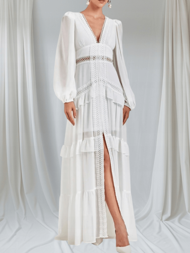 Aryna Chiffon-Maxikleid mit Volants