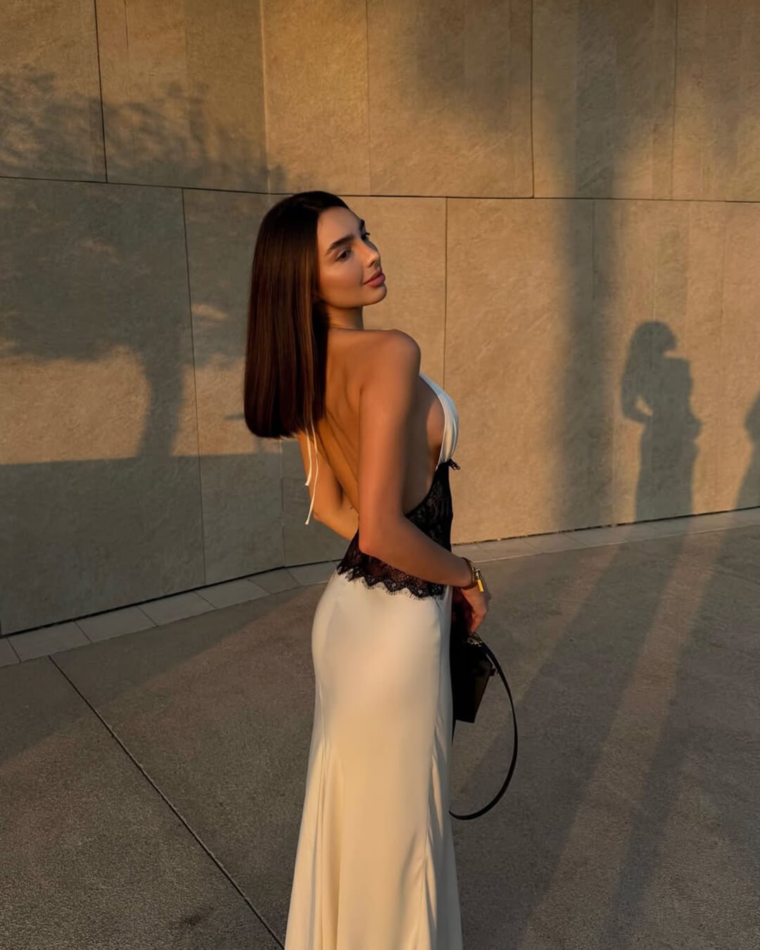 Astrid Satin Lace Waist Backless Dress