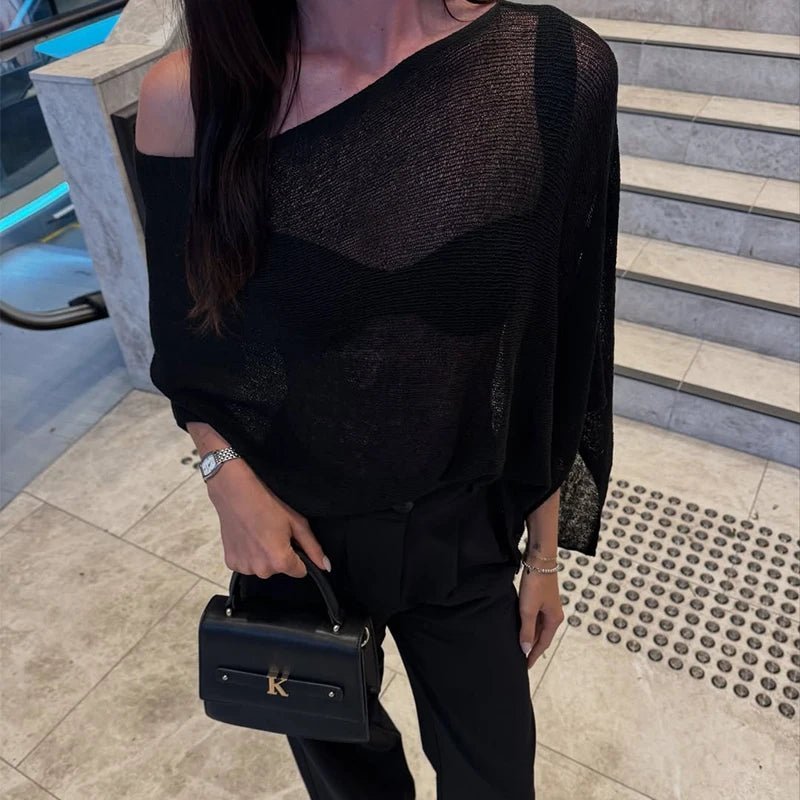 Asymmetrisches, asymmetrisches transparentes Poncho-Oberteil