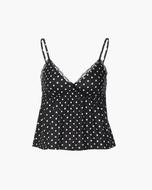 Audrey Camisole mit Punktemuster und Spitzenbesatz