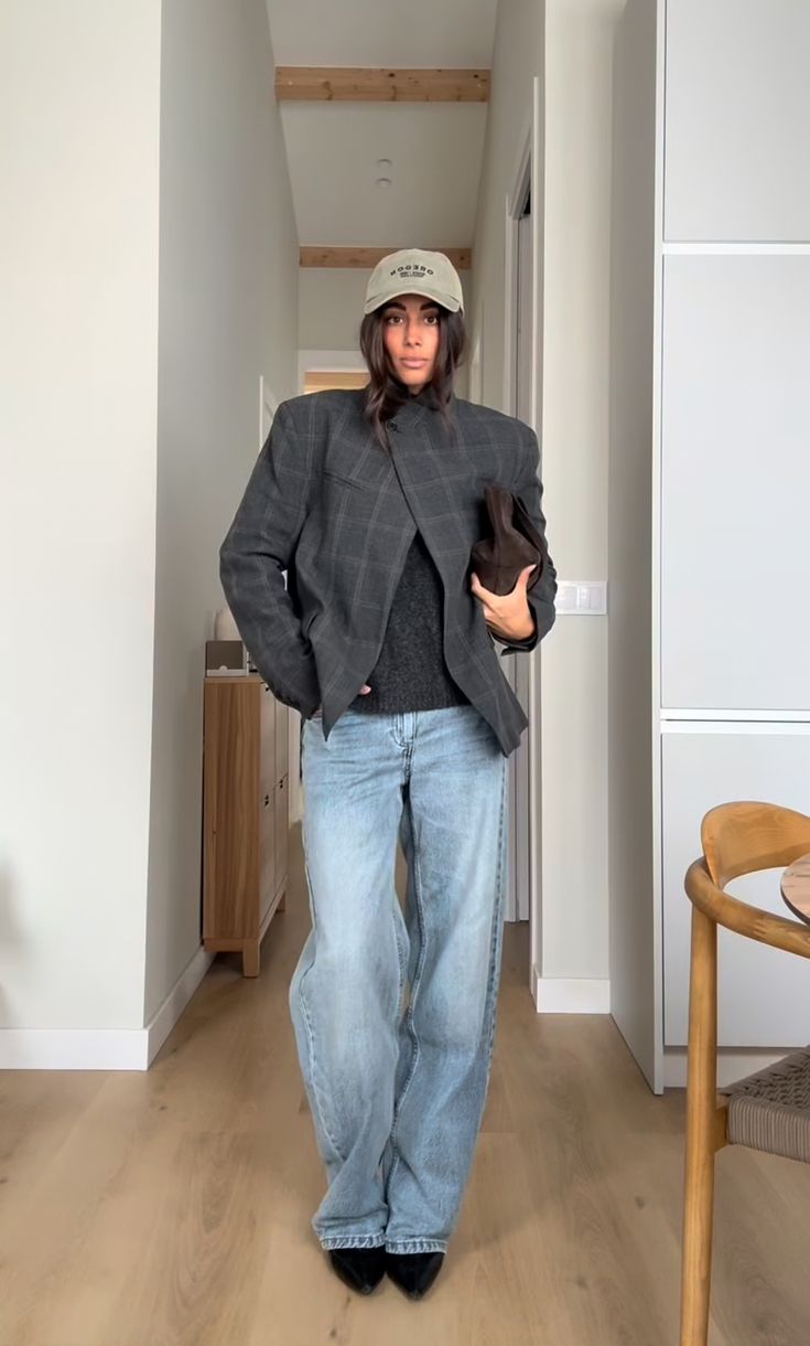Aurelia Karierter Blazer mit Stehkragen