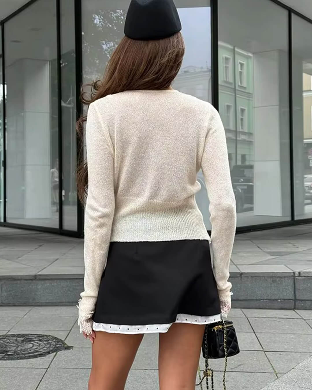 Aurelie Gestrickte Spitzen-Strickjacke
