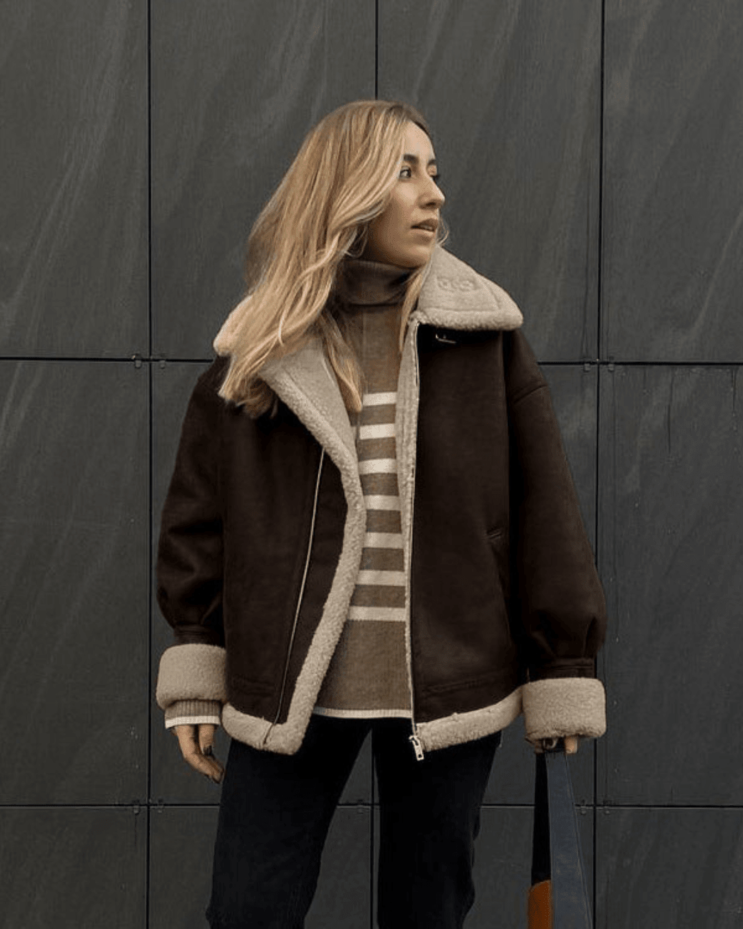 Aurora Jacke aus Velourslederimitat und Kunstleder