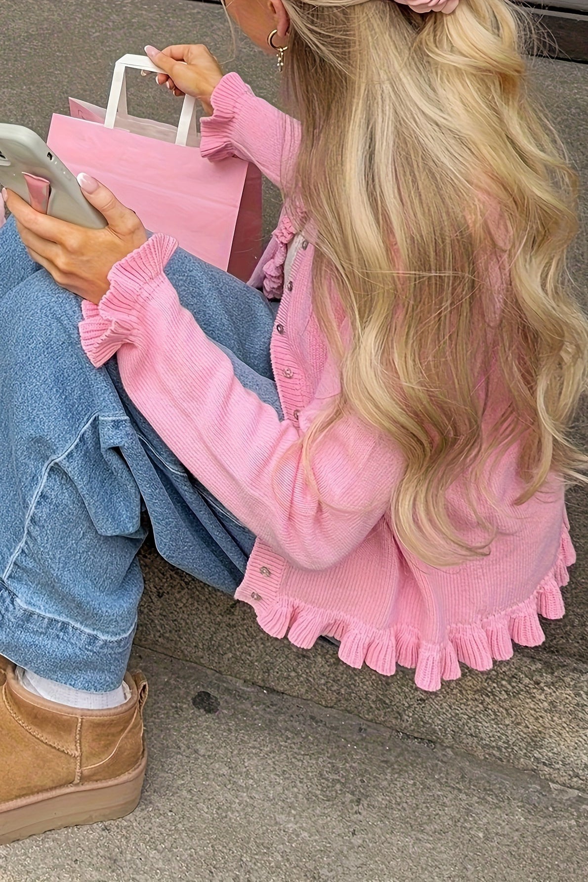 Ayla Strick-Cardigan mit Rüschen