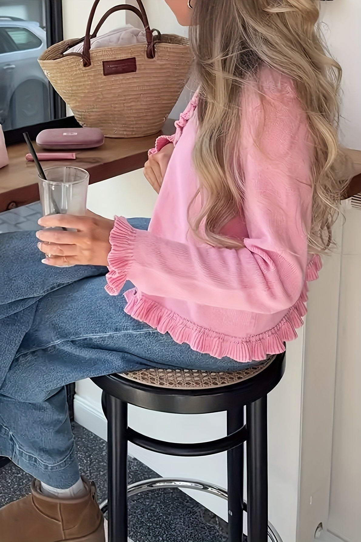 Ayla Strick-Cardigan mit Rüschen