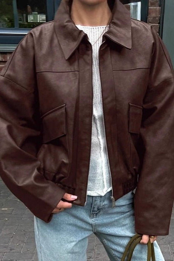 Azara Vintage-Jacke aus Kunstleder