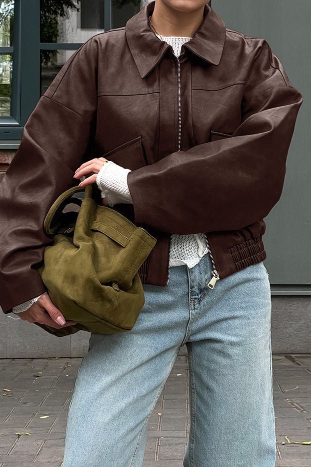 Azara Vintage-Jacke aus Kunstleder