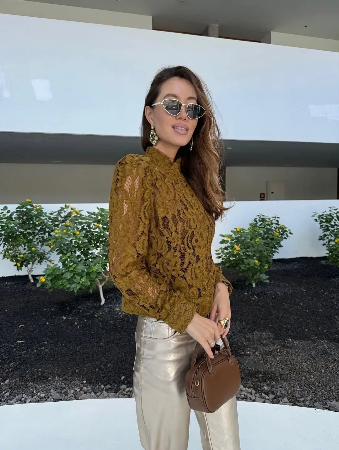 Azzurra Durchsichtige Spitzenbluse
