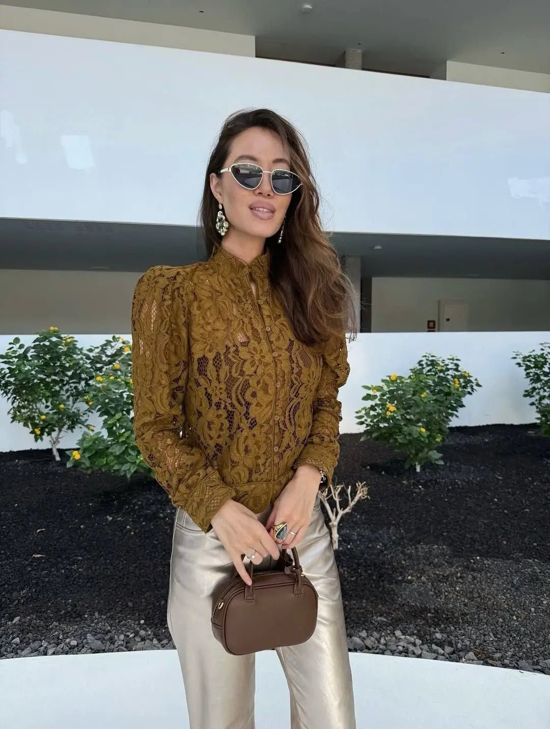 Azzurra Durchsichtige Spitzenbluse