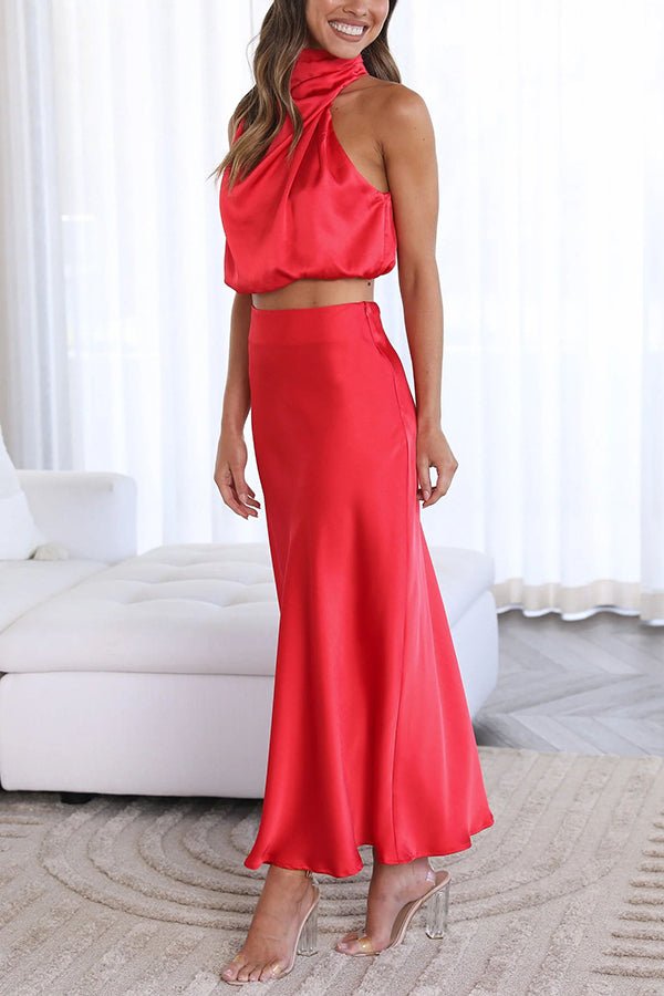 Beatrice Zweiteiliges Satin-Set für Hochzeitsgäste