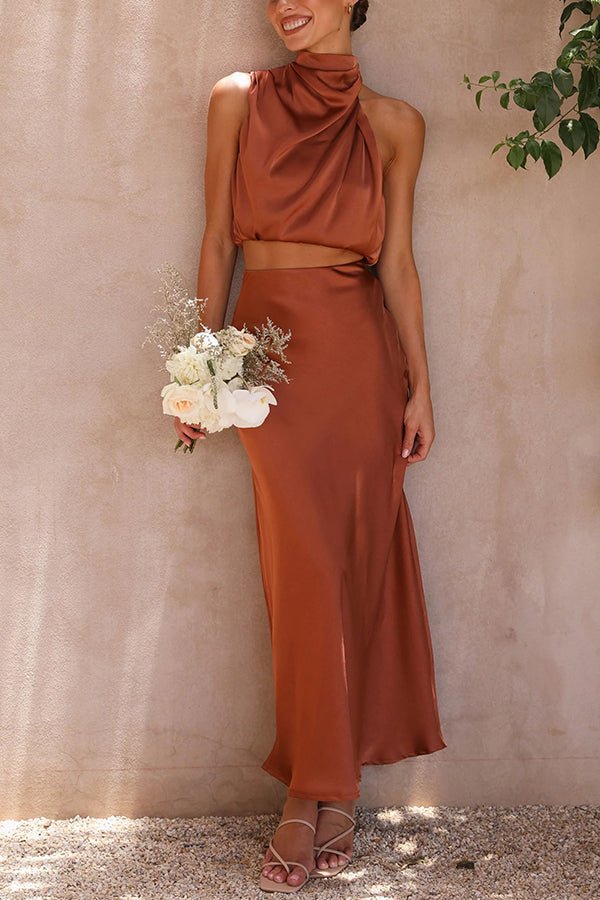 Beatrice Zweiteiliges Satin-Set für Hochzeitsgäste