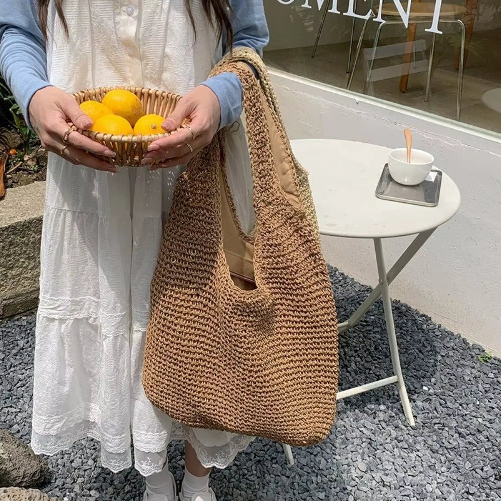 Beatrice Tote-Bag aus gewebtem Rattan