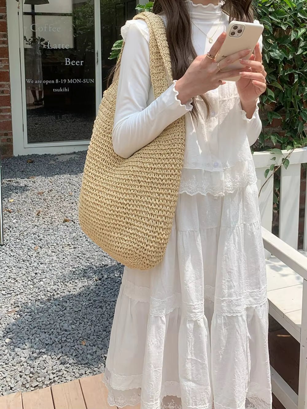 Beatrice Tote-Bag aus gewebtem Rattan