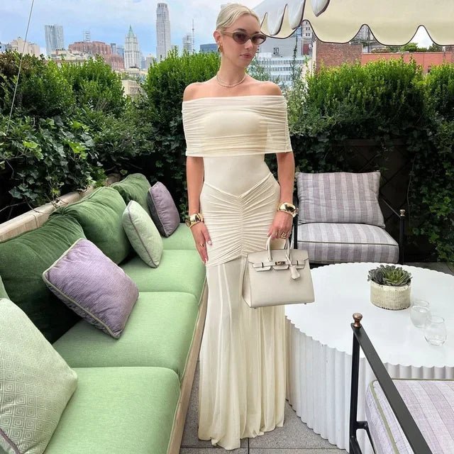 Bella gerafftes Maxikleid mit doppeltem Lagenlook