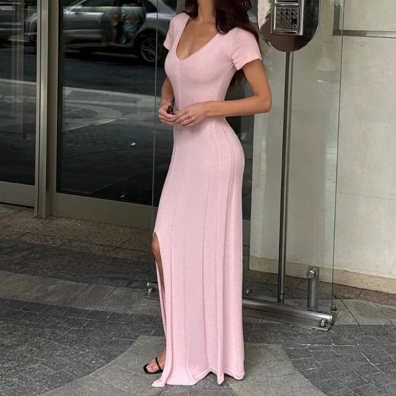Bernadette Geripptes Strick-Maxikleid