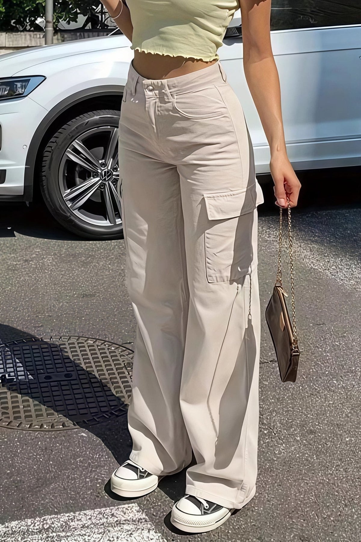 Bianca Cargo-Hose mit Taschen und geradem Bein