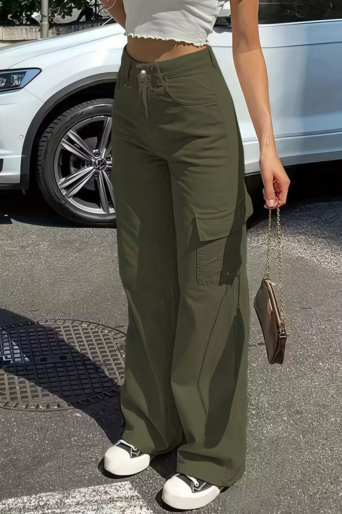 Bianca Cargo-Hose mit Taschen und geradem Bein