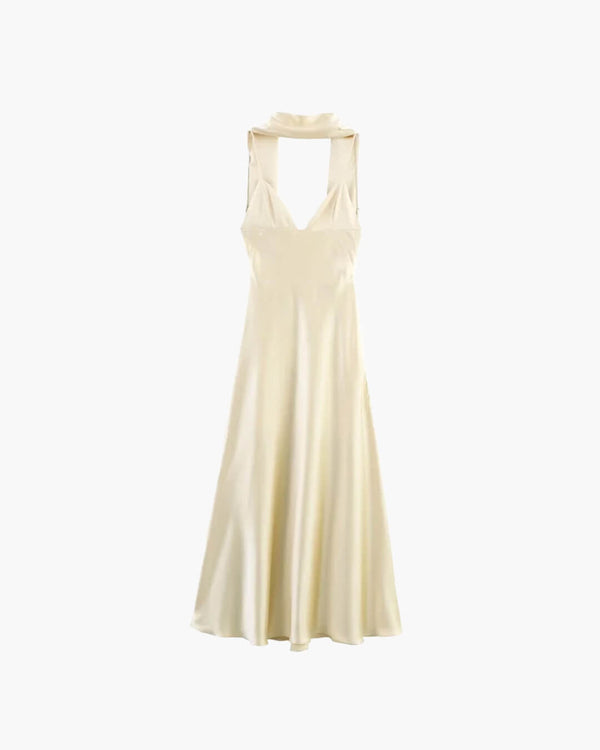 Bianca Satin-Maxikleid mit Schal