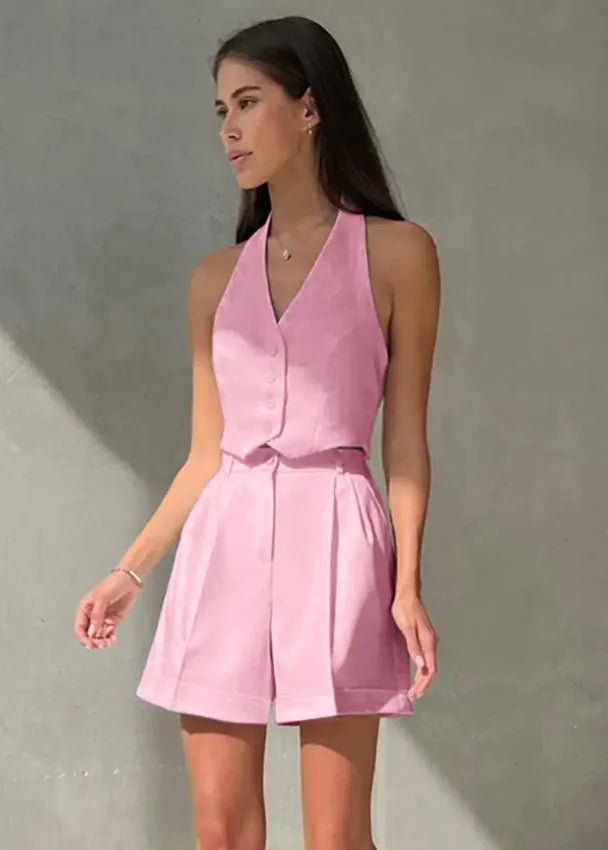 Bianca Maßgeschneidertes Neckholder-Westen- und Shorts-Set