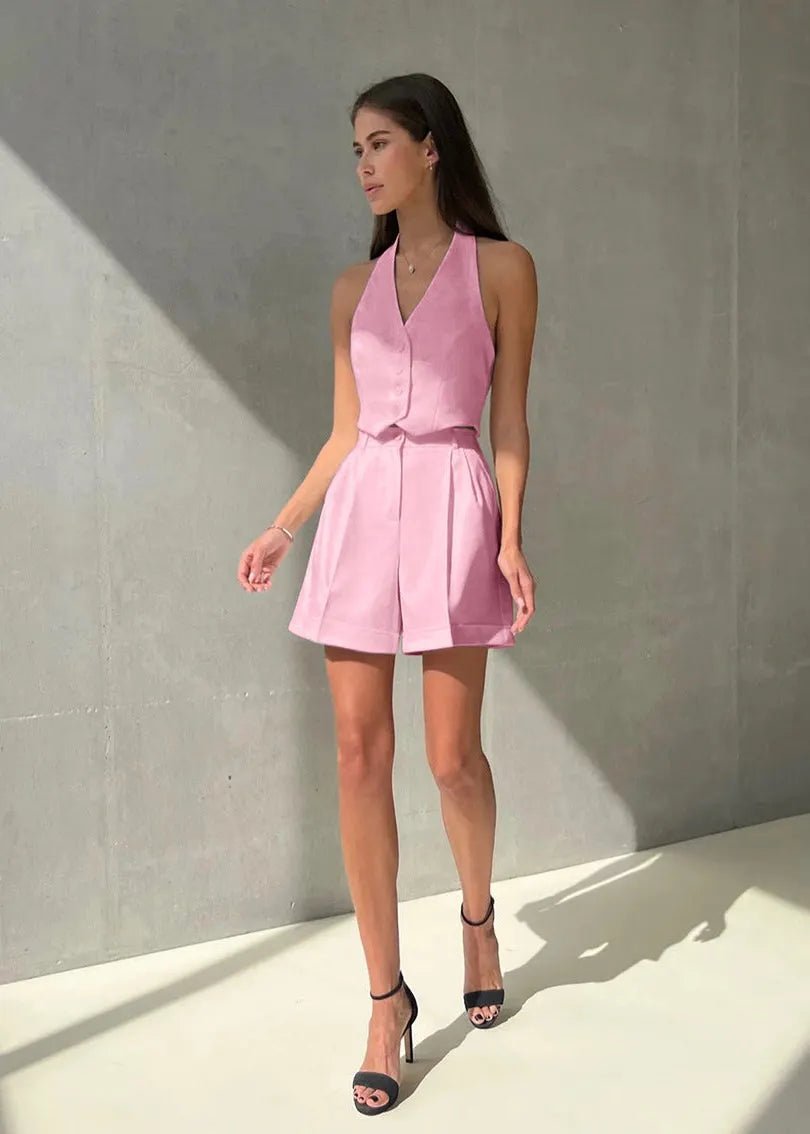 Bianca Maßgeschneidertes Neckholder-Westen- und Shorts-Set