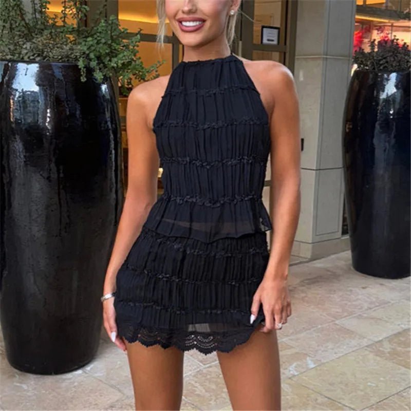 Bianca zweiteiliges Set aus Spitze und Mesh