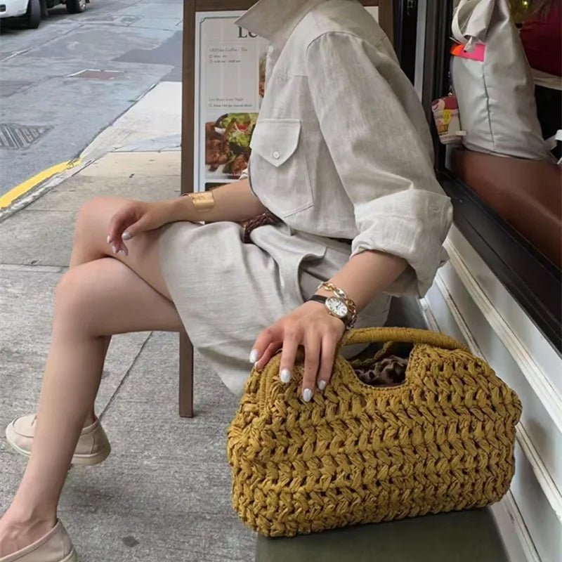 Bianca Geflochtene Rattan-Tote