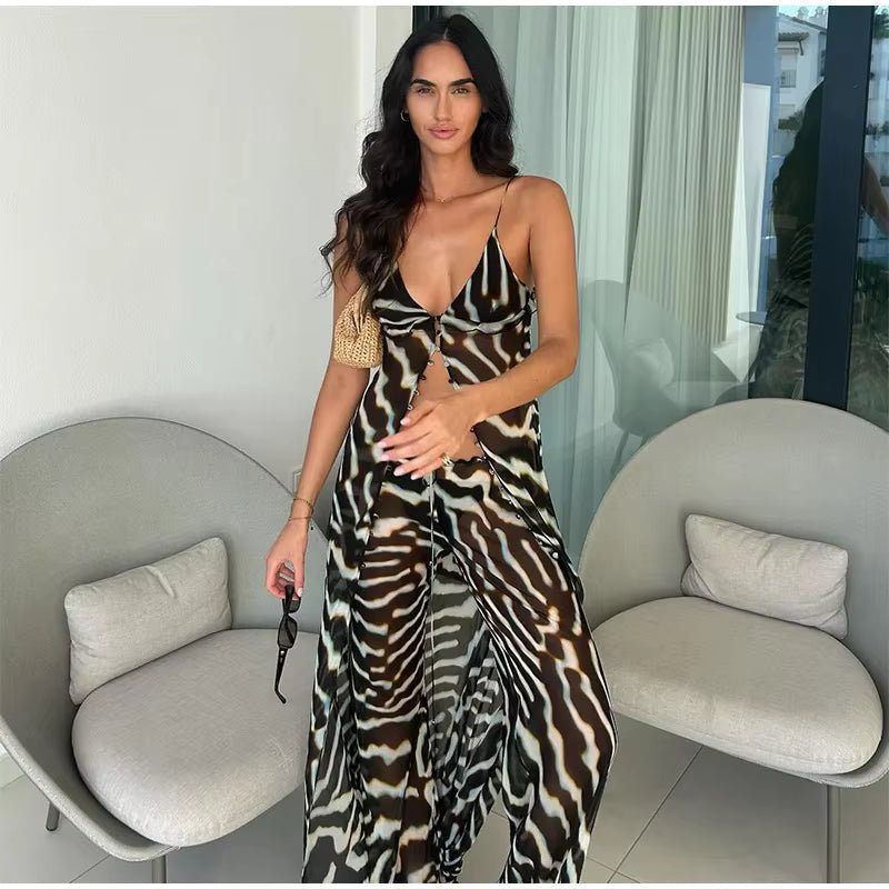 Biancas Tunika-Oberteil mit Zebramuster und Hosen-Set