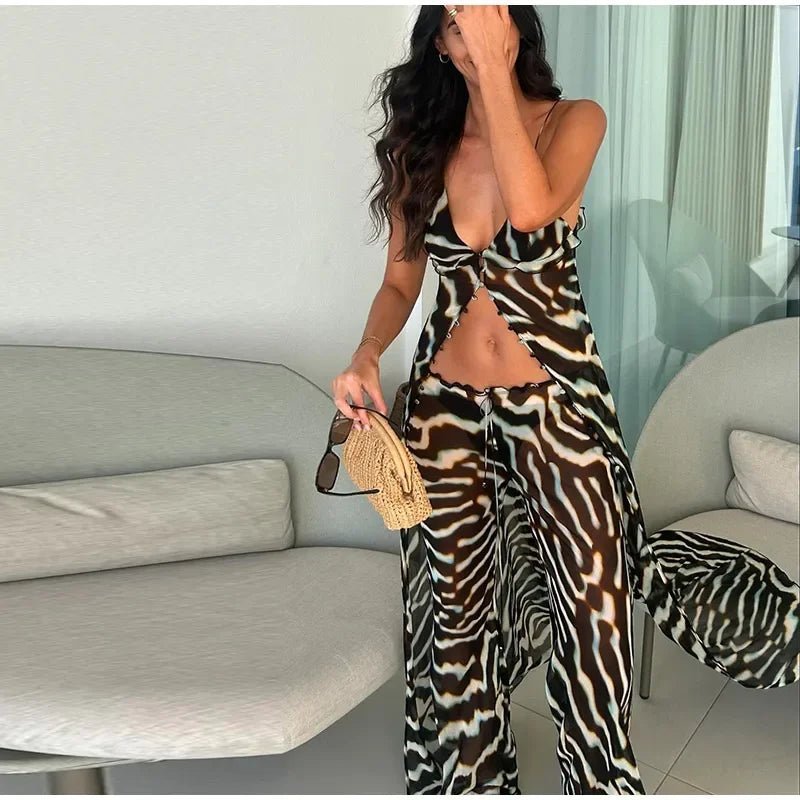 Biancas Tunika-Oberteil mit Zebramuster und Hosen-Set