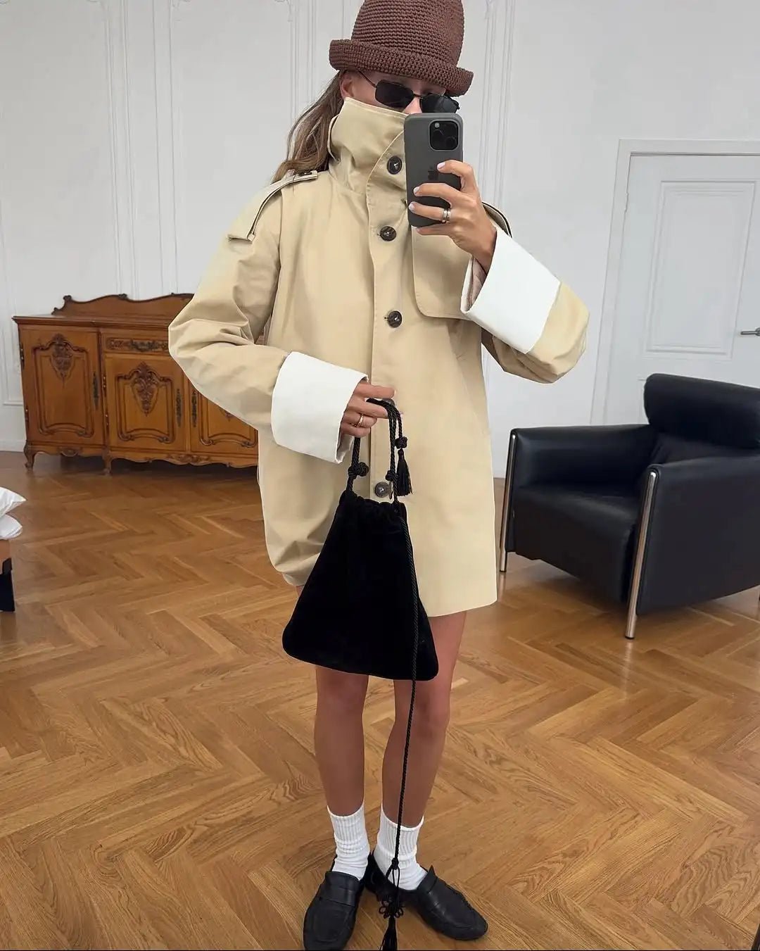 Brenda Trenchjacke mit kontrastierenden Ärmelbündchen