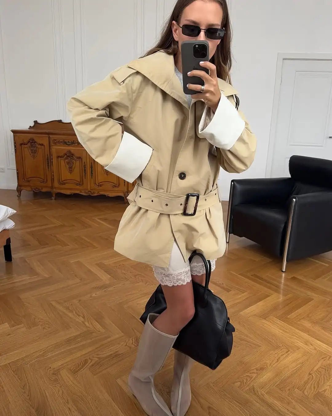 Brenda Trenchjacke mit kontrastierenden Ärmelbündchen
