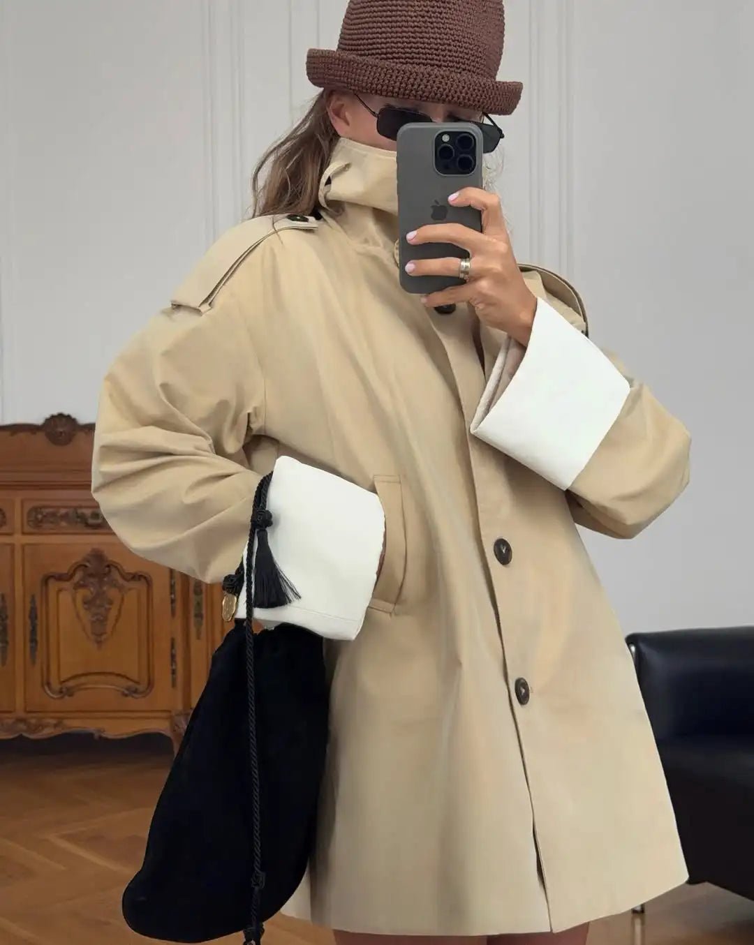 Brenda Trenchjacke mit kontrastierenden Ärmelbündchen