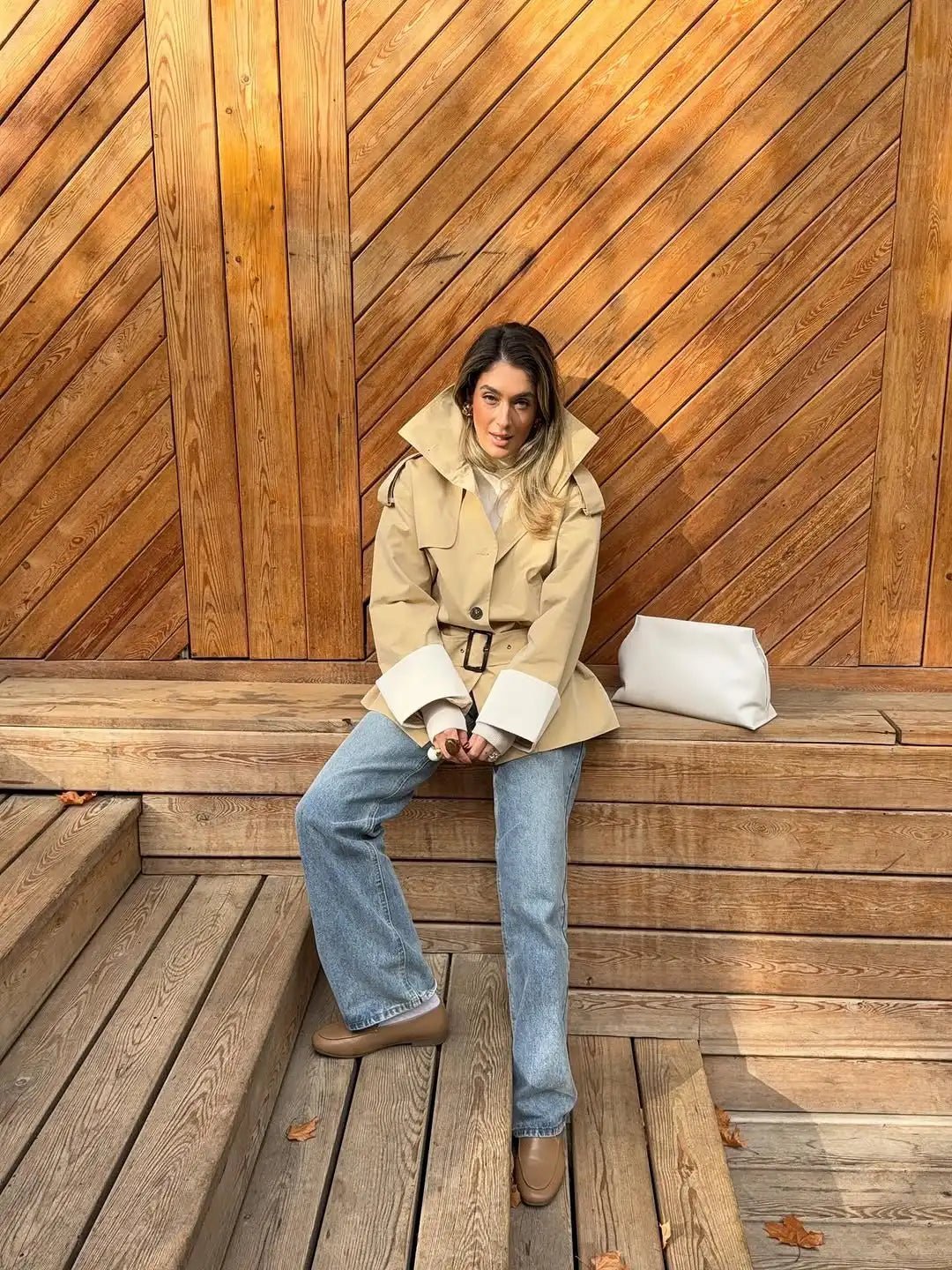 Brenda Trenchjacke mit kontrastierenden Ärmelbündchen