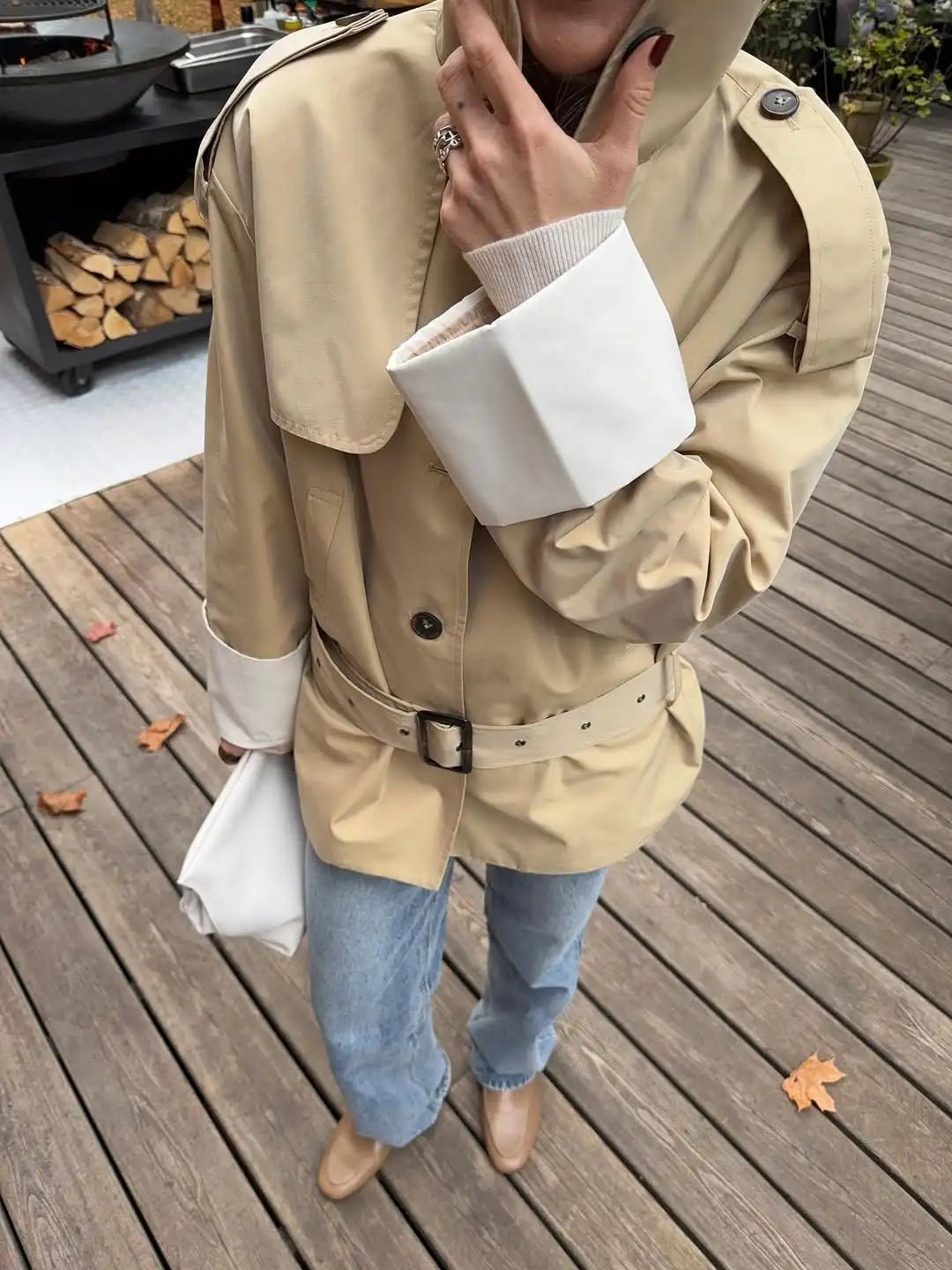 Brenda Trenchjacke mit kontrastierenden Ärmelbündchen
