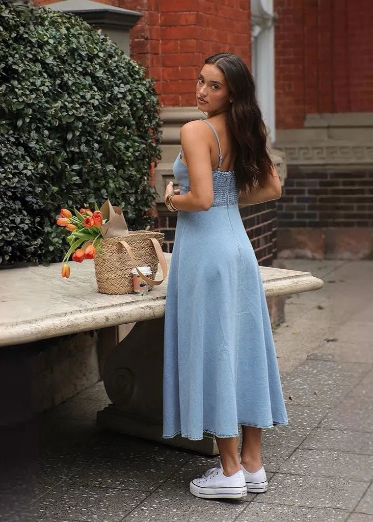Brianna Jeans-Midikleid mit Korsage