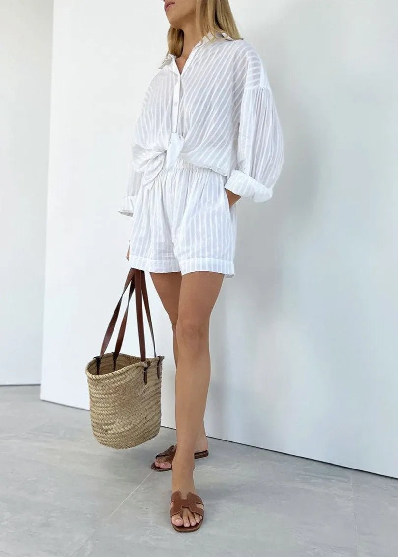 Bridget Gestreiftes Baumwollset aus Hemd und Shorts
